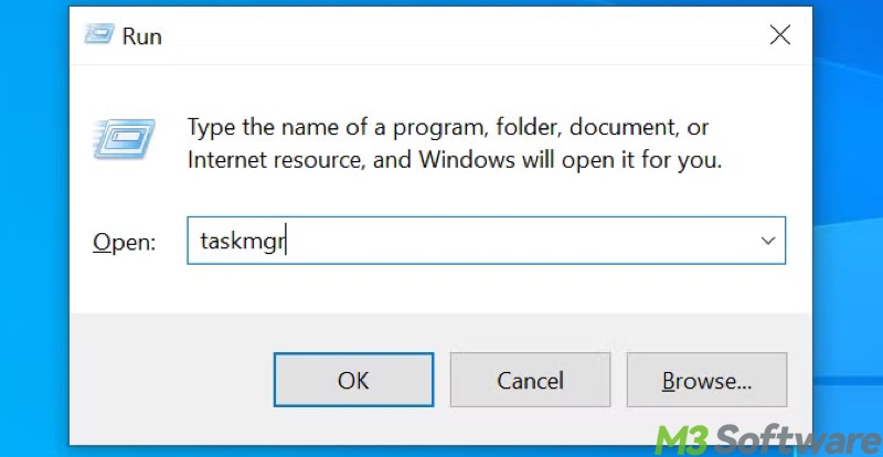 open Task Manager on Windows through Run box