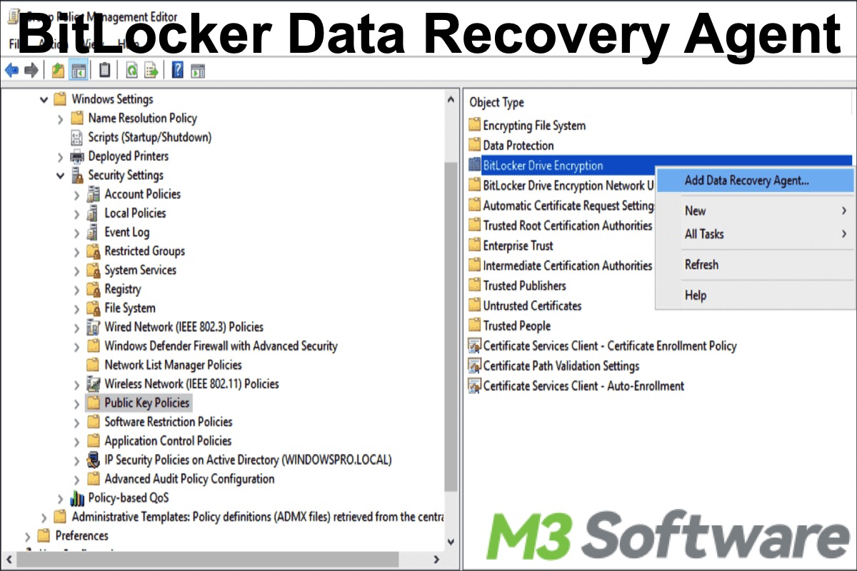 BitLocker data recovery agent