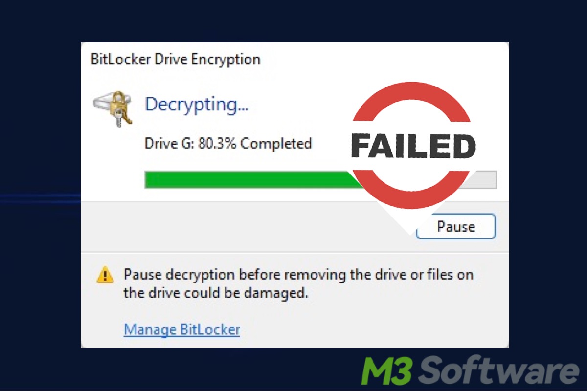 BitLocker Decryption failed