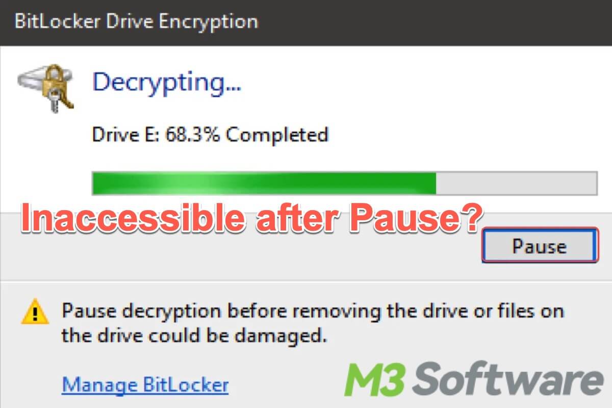 BitLocker decryption paused Windows 10