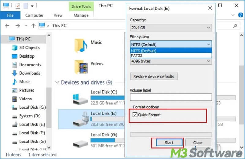 format BitLocker drive using File Explorer