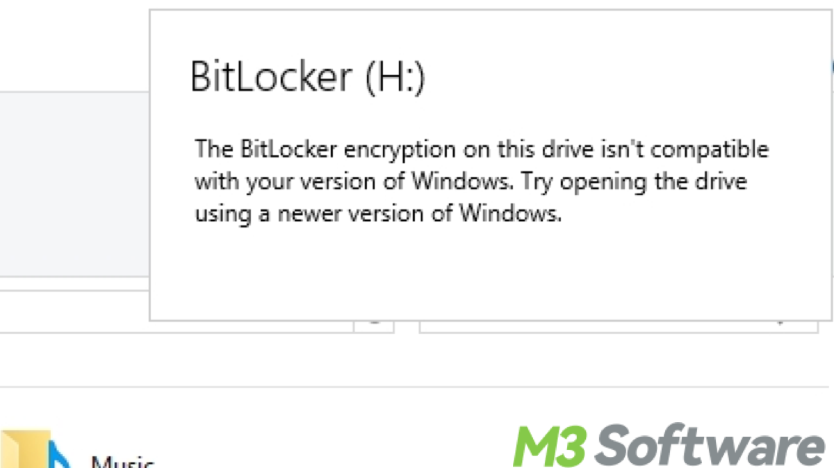 BitLocker on this drive is incompatible with Windows version