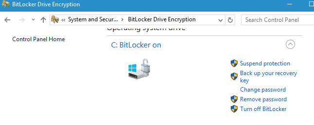 Turn off BitLocker encryption