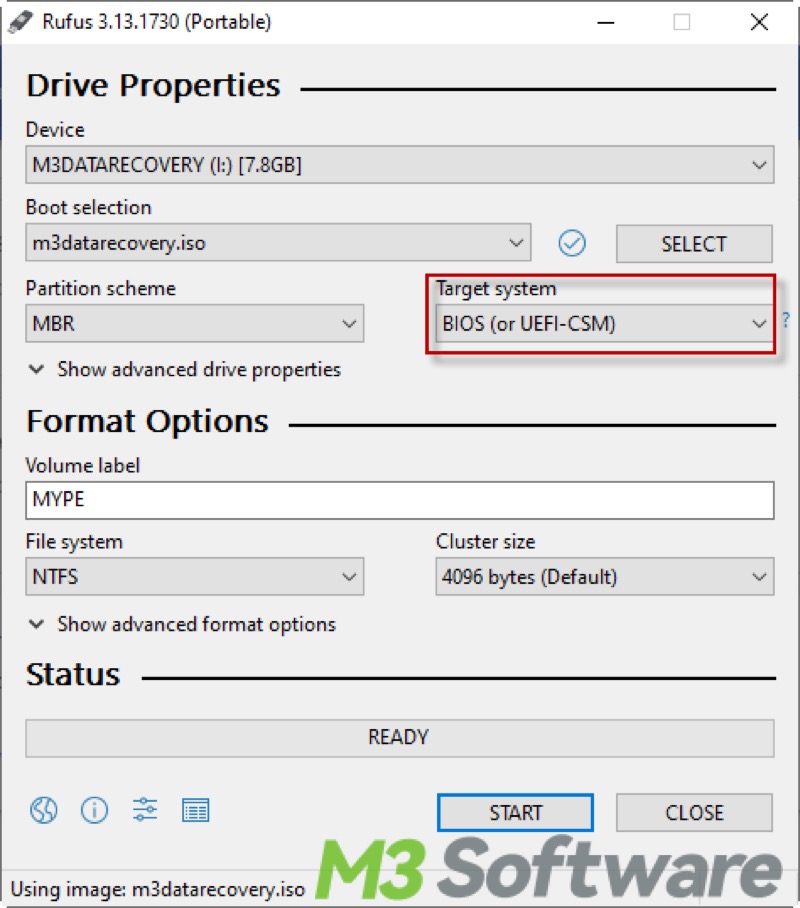 select BIOS as target system