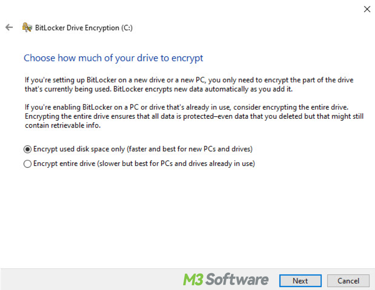 Encrypt used disk space