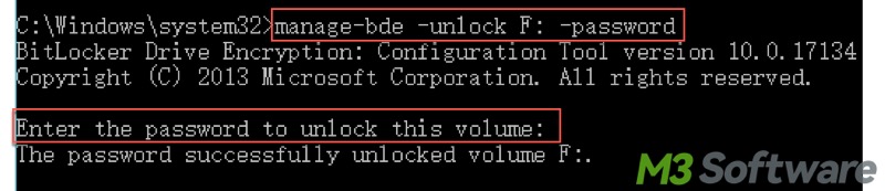 unlock BitLocker drive via Command Prompt