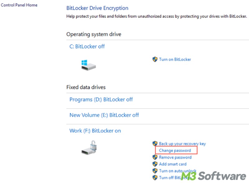 change BitLocker password