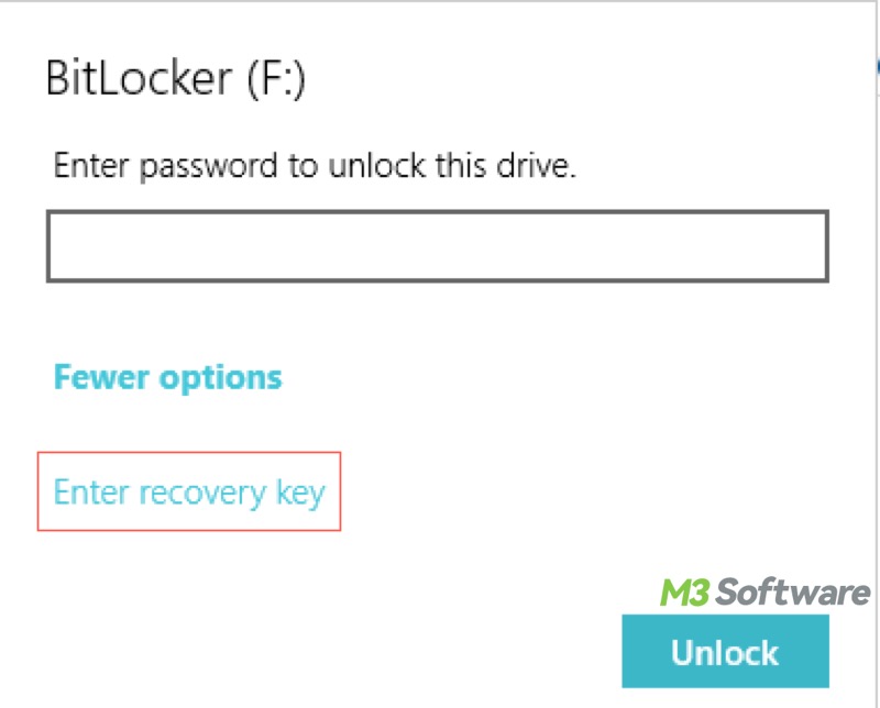 unlock BitLocker encrypted drive Enter recovery key