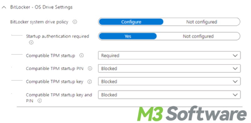 configure compatible tpm settings via intune