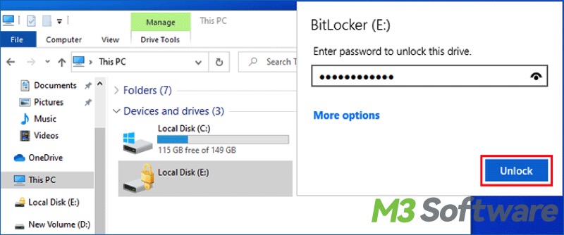 unlock BitLocker in File Explorer