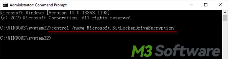 control name Microsoft BitLocker Drive Encryption in cmd