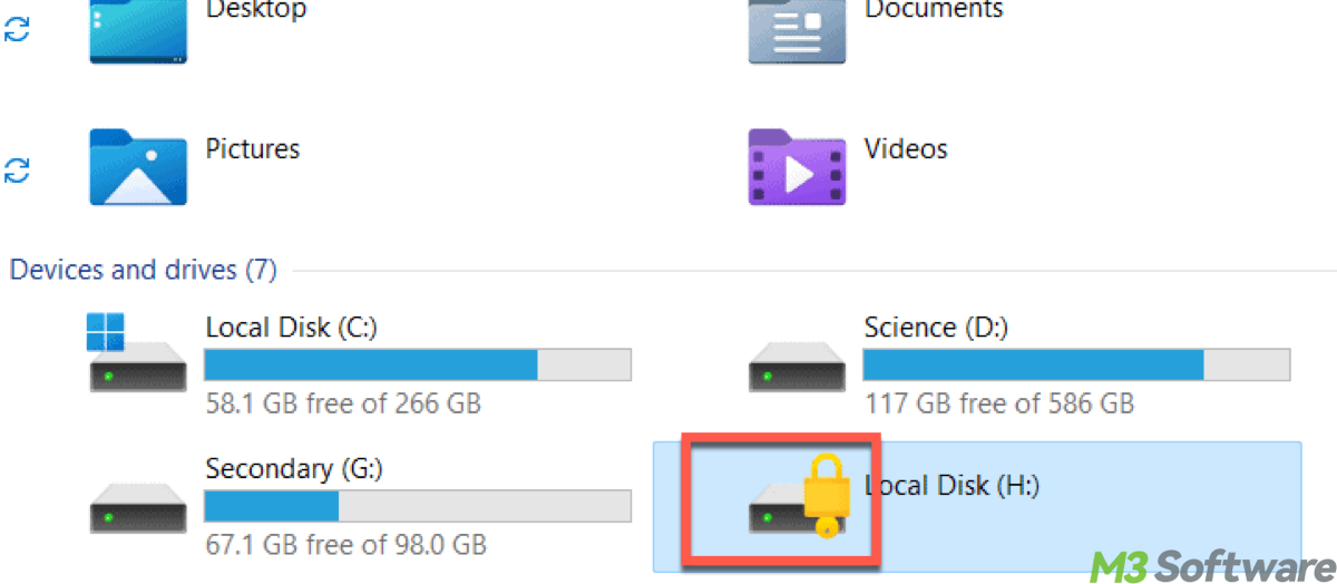 BitLocker padlock icon in File Explorer