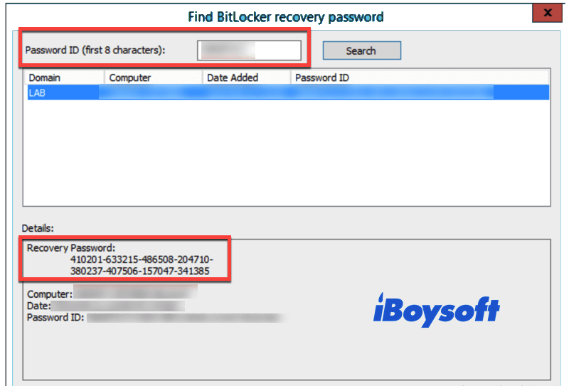Find BitLocker recovery password