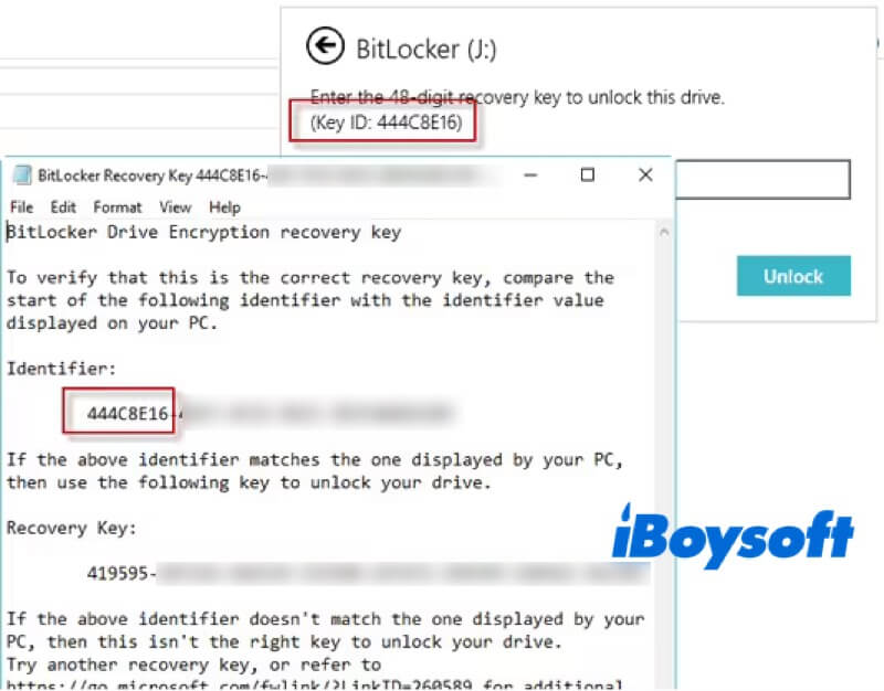 verify BitLocker recovery key
