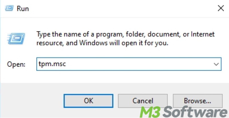 tpm msc in Run dialog box