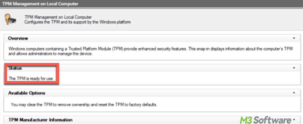 Check BitLocker status from TPM