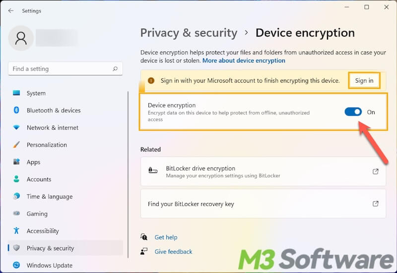 turn on device encryption in Windows 11 Home