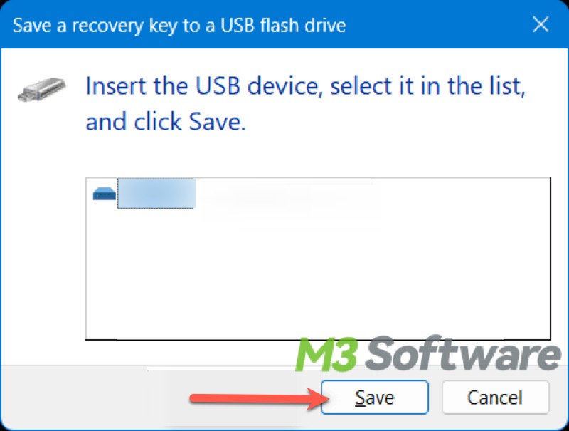 save BitLocker recovery key to USB flash drive