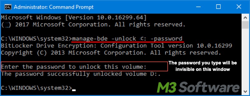 unlock BitLocker in Command Prompt