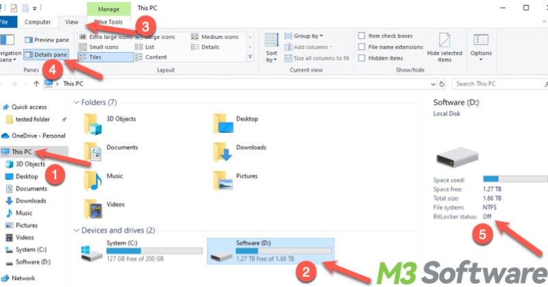 check BitLocker status in File Explorer