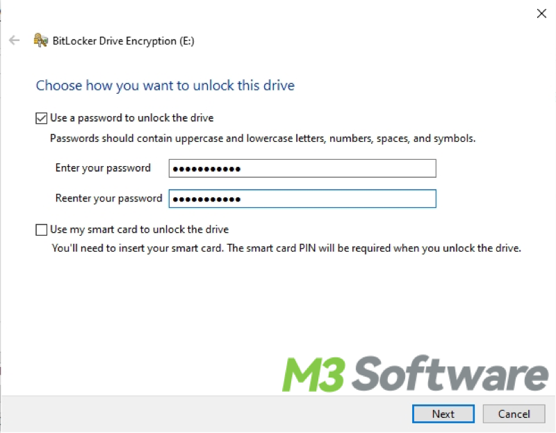 BitLocker how you want to unlock the drive