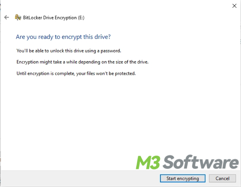 BitLocker start encrypting