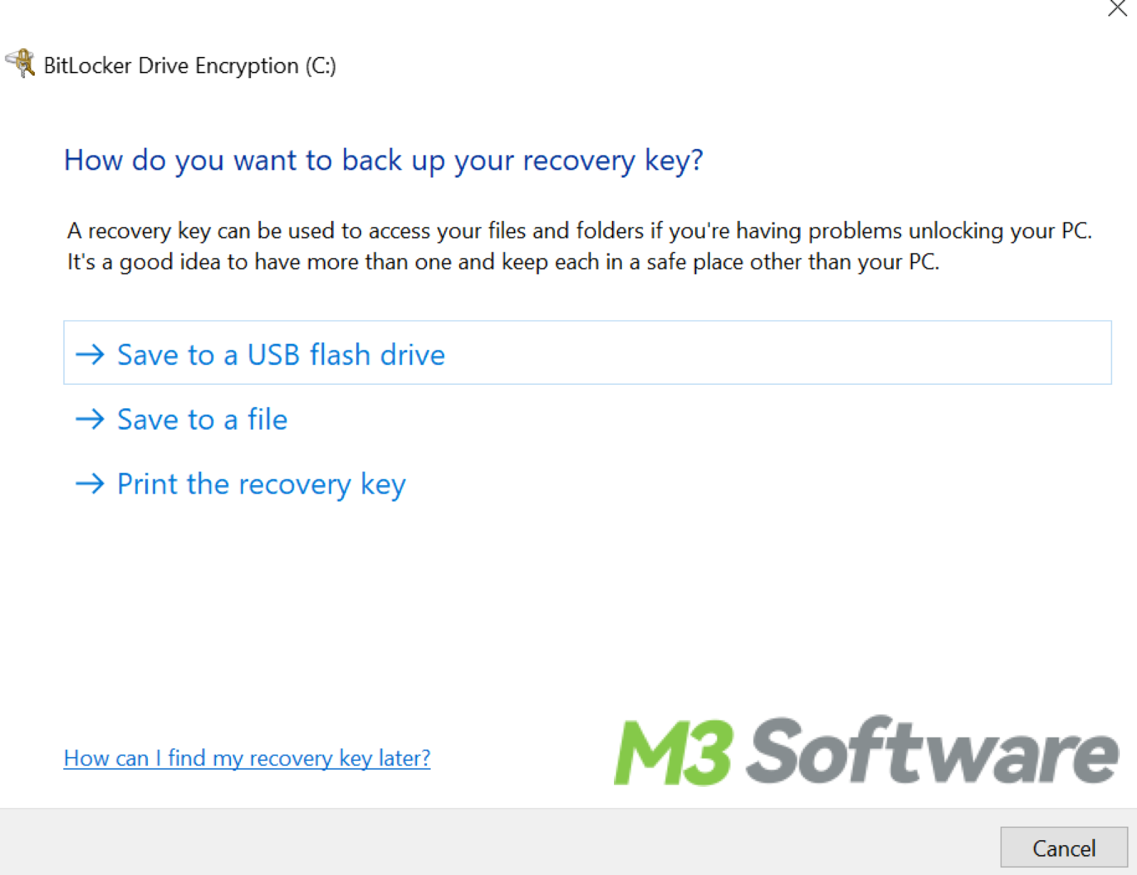 BitLocker how do you want to back up your recovery key