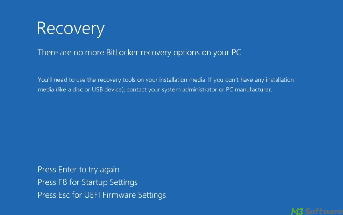 There are no more BitLocker recovery options on your PC