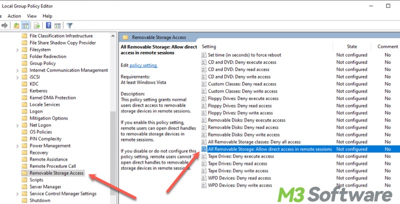 group policy allow direct access in remote sessions