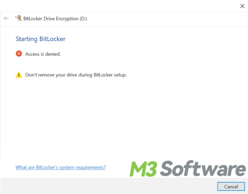 Starting BitLocker Access is denied