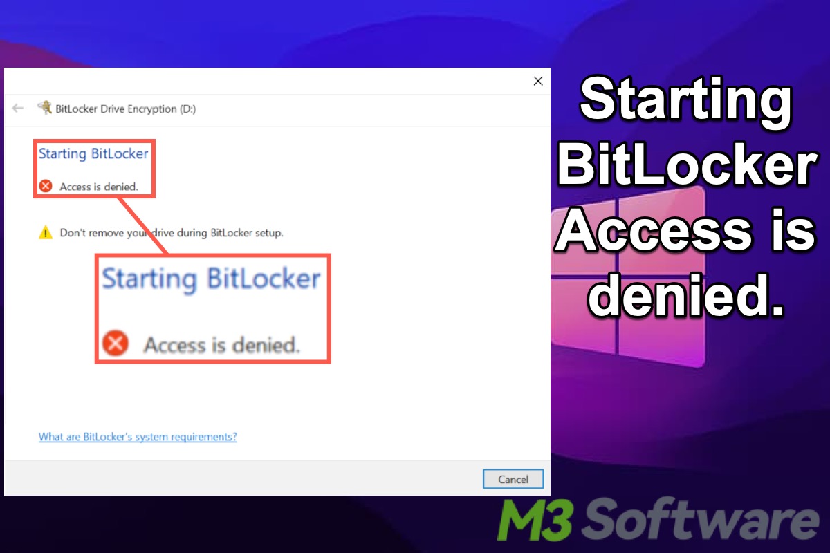 Starting BitLocker Access is denied