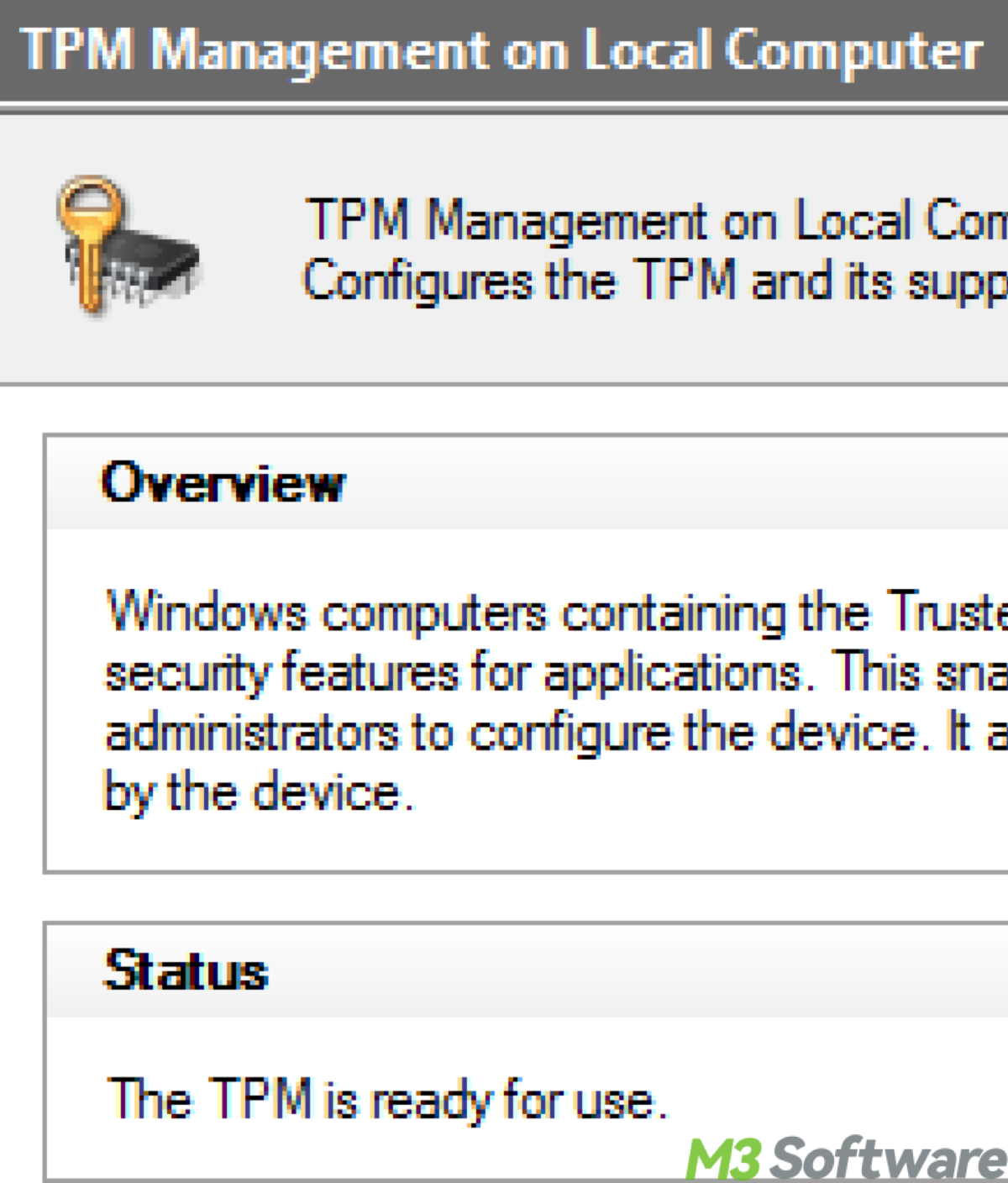 The TPM is ready for use