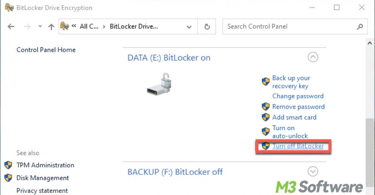 Turn off BitLocker