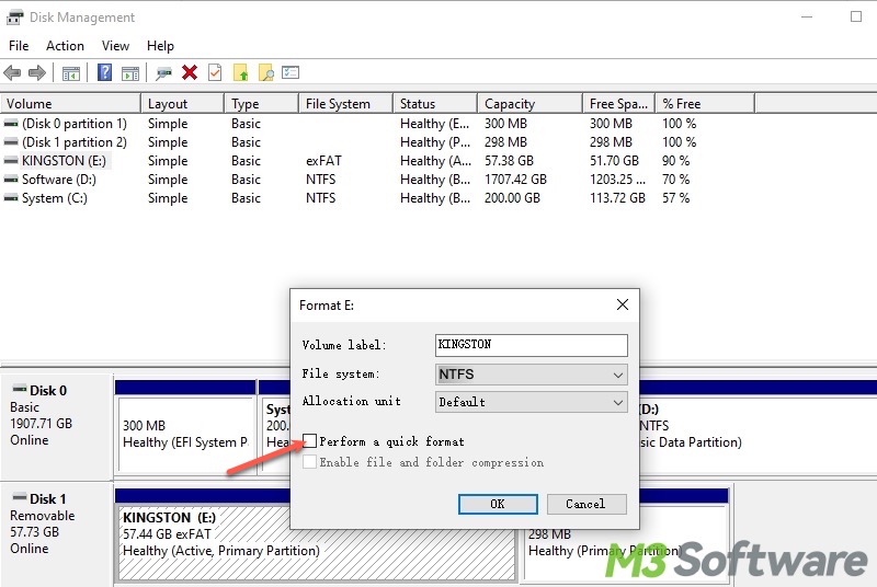 format NTFS drive in Disk Management