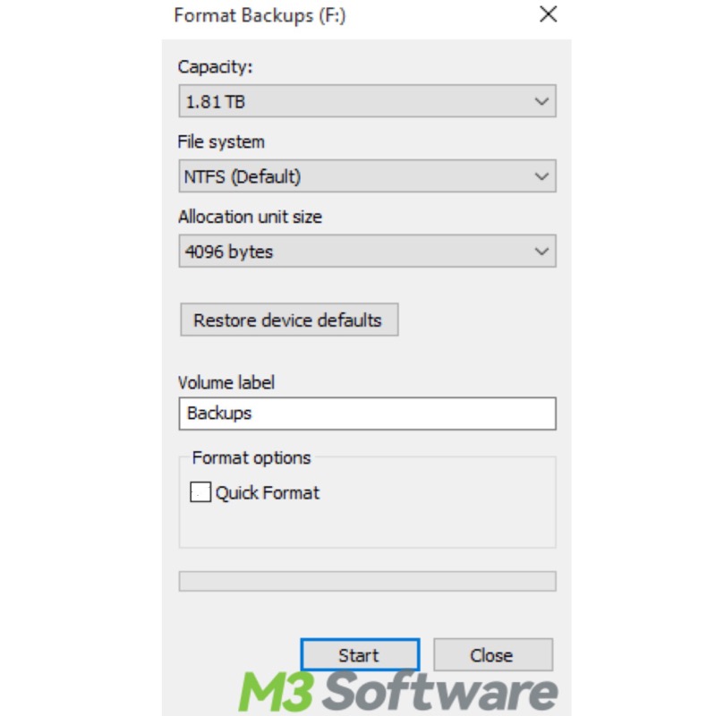 format drive via File Explorer