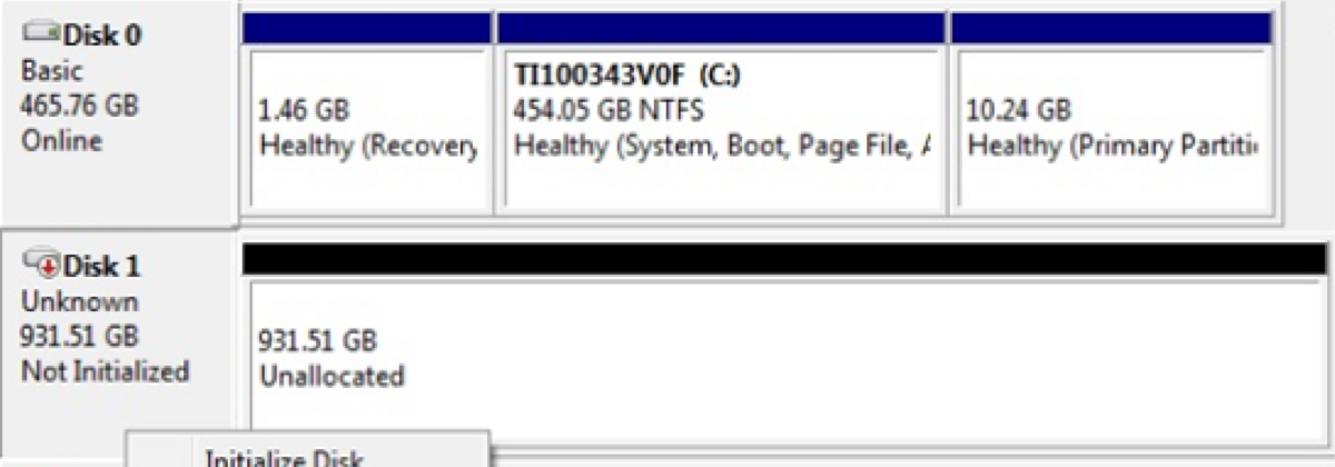 Disk unknown not initialized