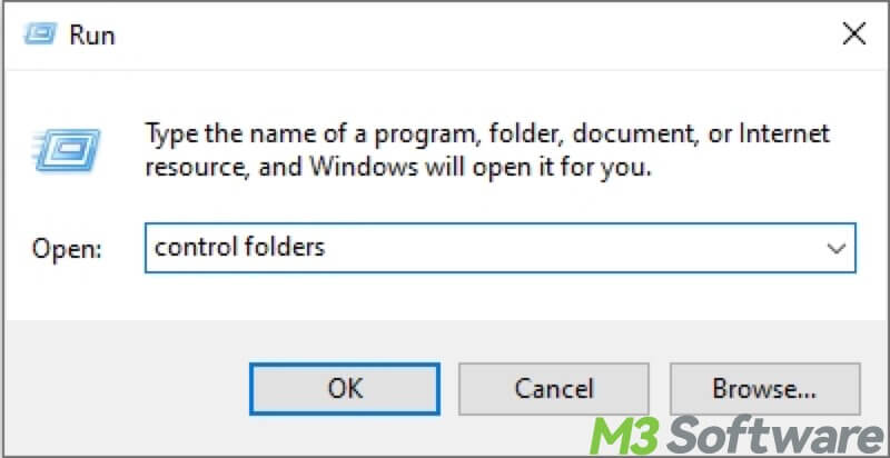 control folders in Run dialog box