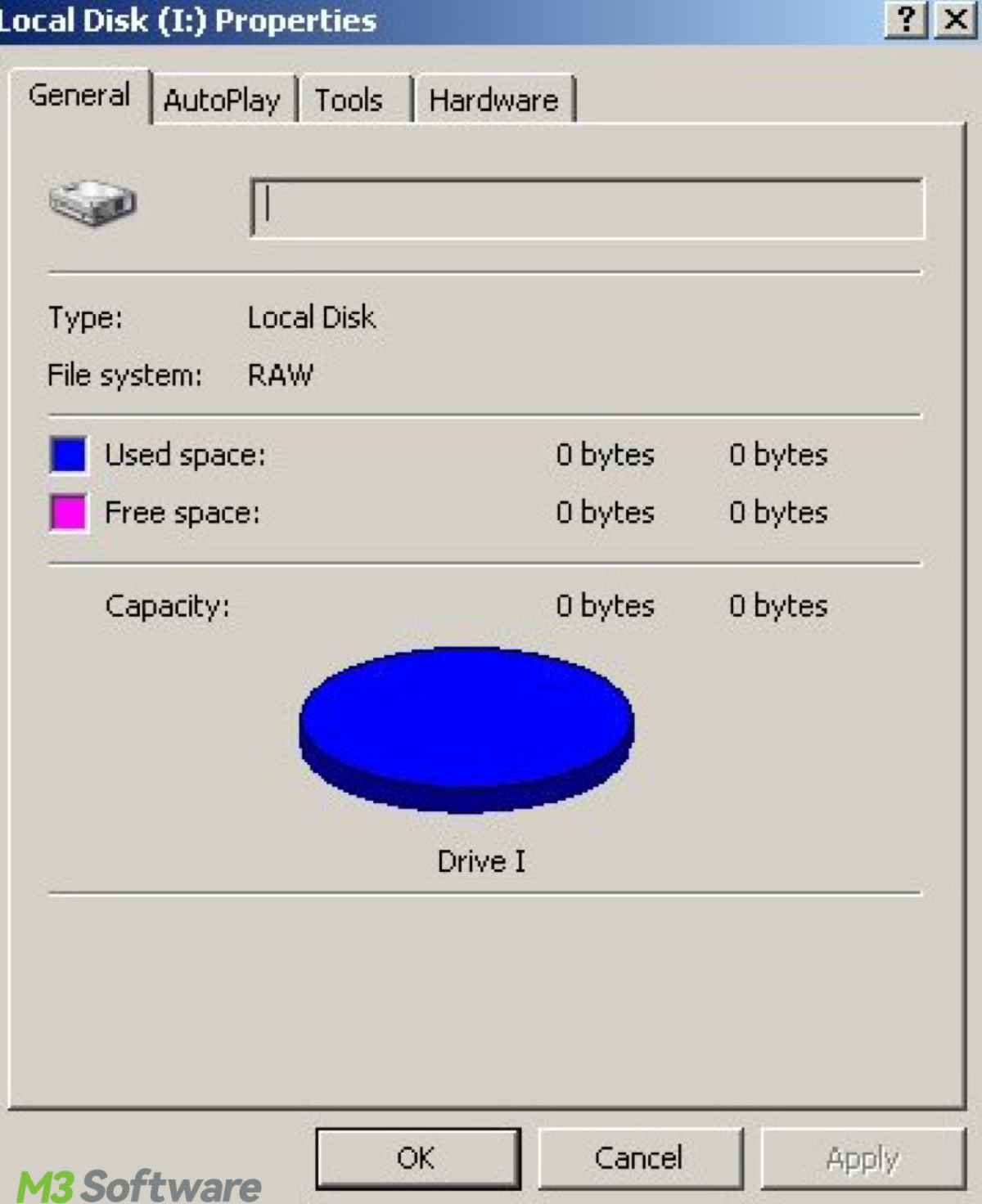 RAW hard drive partition 0 bytes