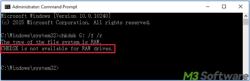 CHKDSK is not available for RAW drives