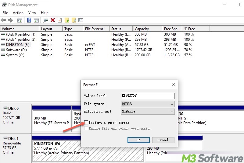 Convert RAW to NTFS in Disk Management