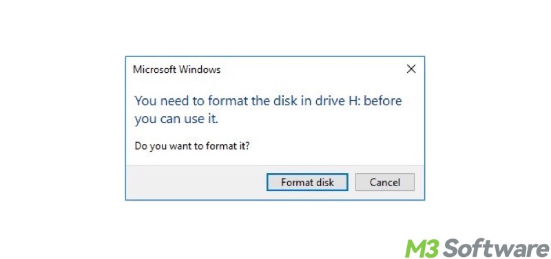 RAW drive error message