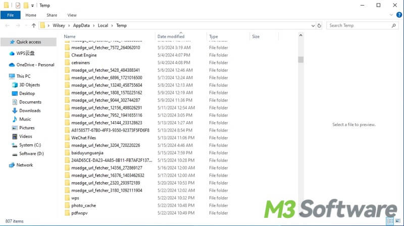 check temporary files in Windows 10