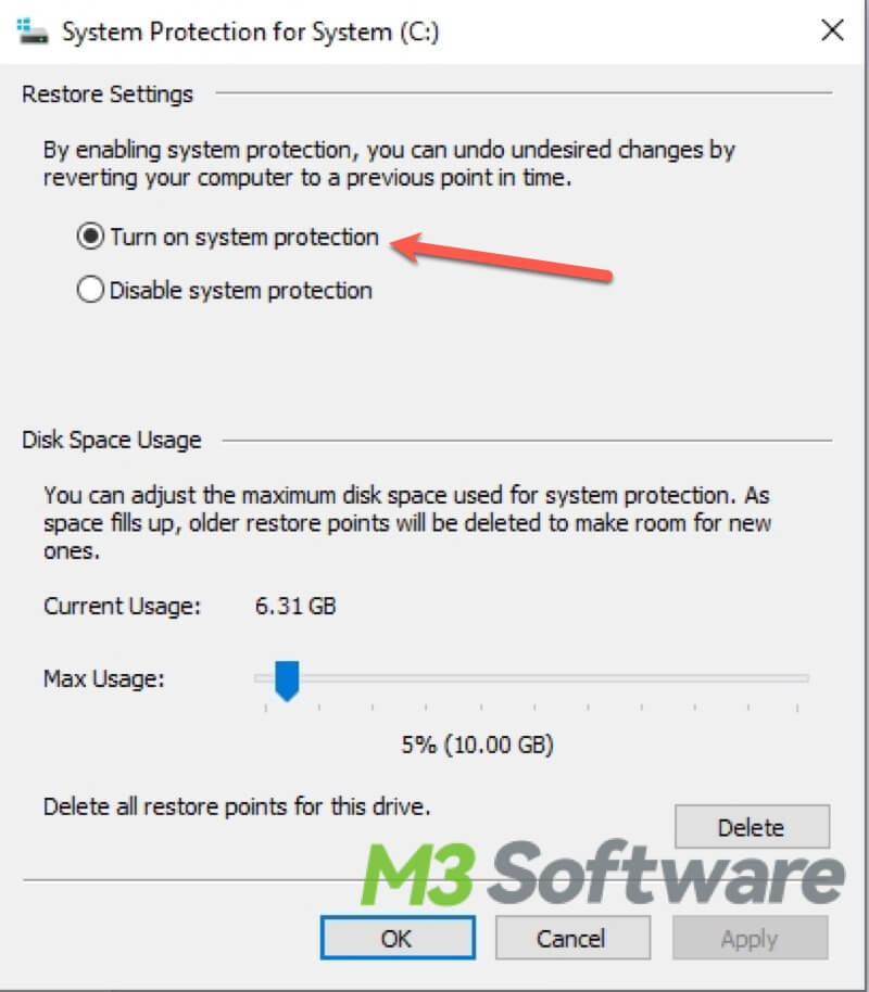 check system protection settings on Windows