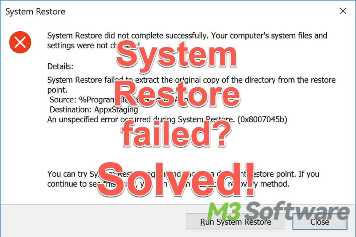 system restore failed