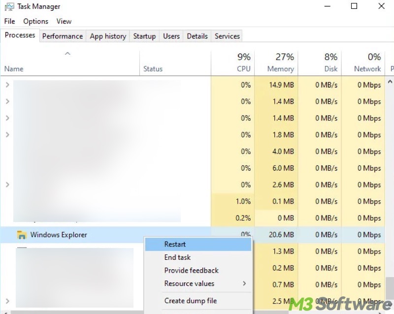 restart Windows Explorer