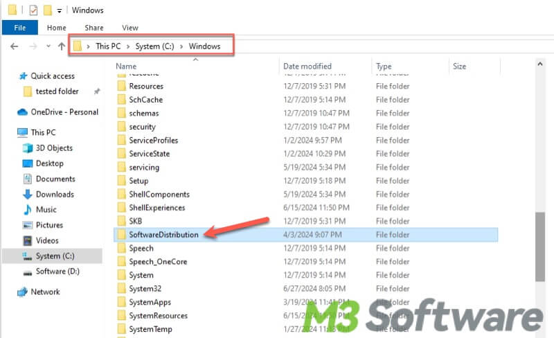 delete softwaredistribution folder in Windows