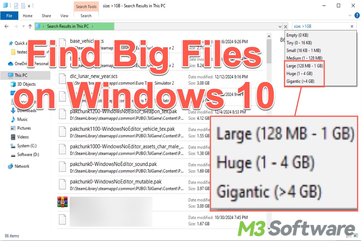 find big files on Windows 10