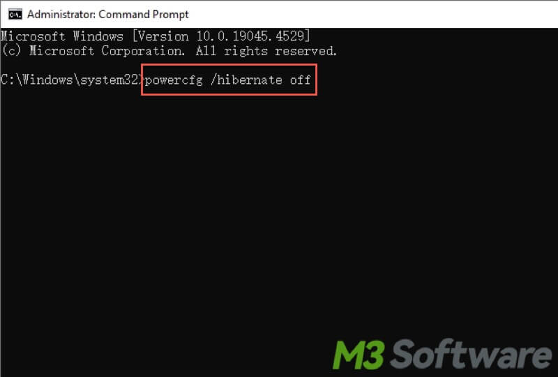 disable hibernation in cmd Windows 10