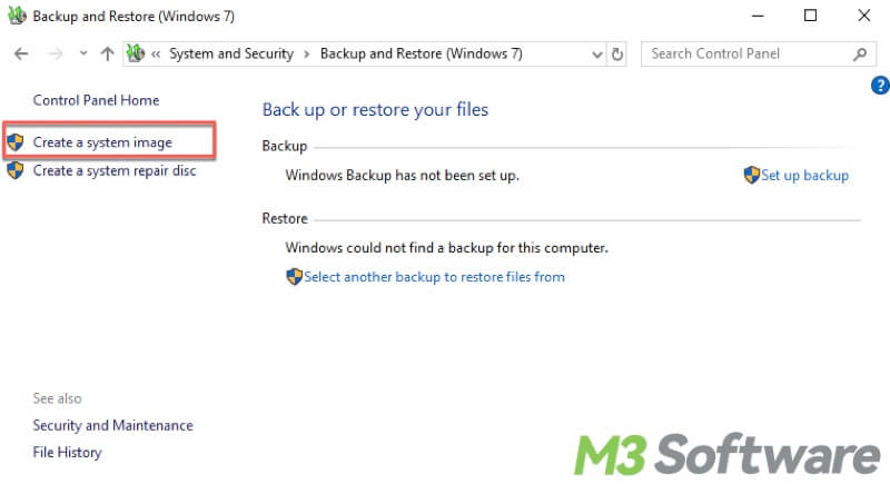 create a system image in Backup and Restore Windows 7