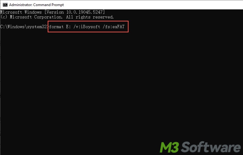 format flash drive in Command Prompt